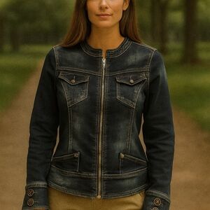 very cute biker inspired jean jacket